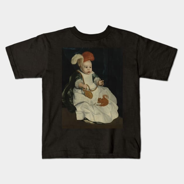 Portrait of a Child with a Red Squirrel Pieter van Lint Kids T-Shirt by Amanda1775